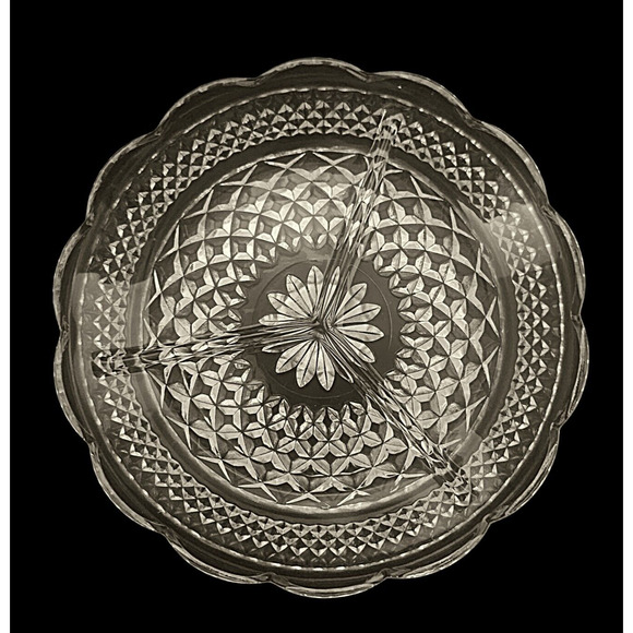 Anchor Hocking Wexford Clear Glass Divided 3 Section Relish Dish 8 1/2" - Picture 2 of 6